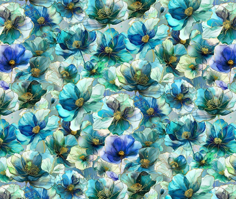 Flourish - Big Flowers Sea Mist - 0.1m