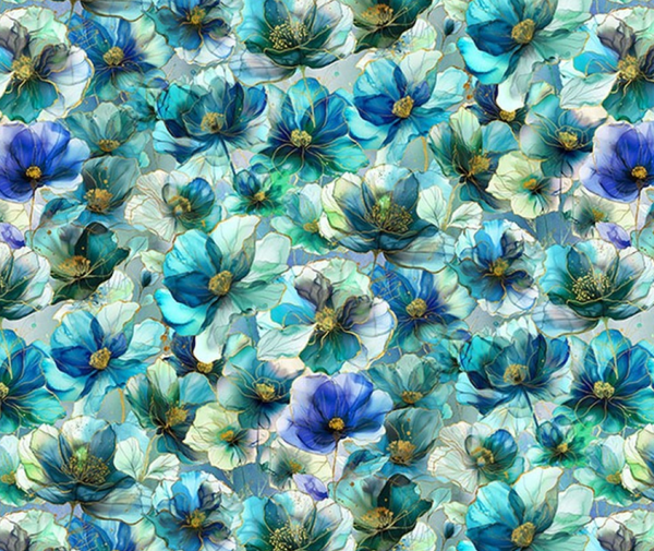 Flourish - Big Flowers Sea Mist - 0.1m