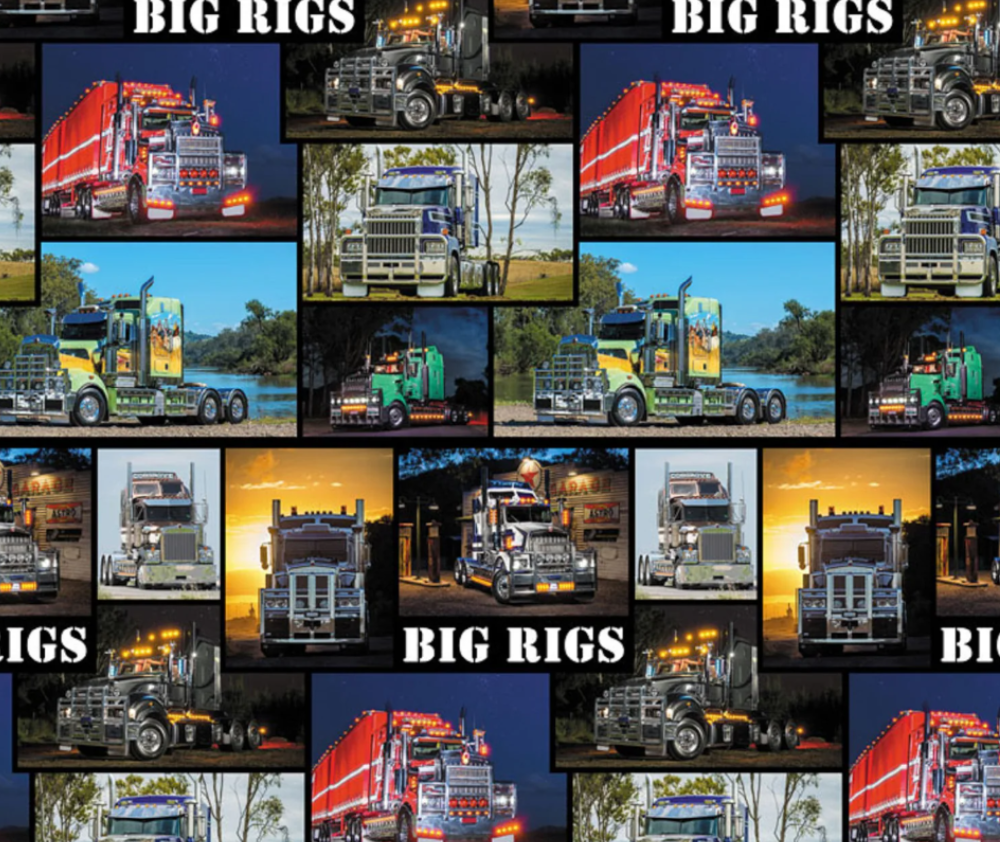 Big Rigs 100% Cotton - 10cm Increments