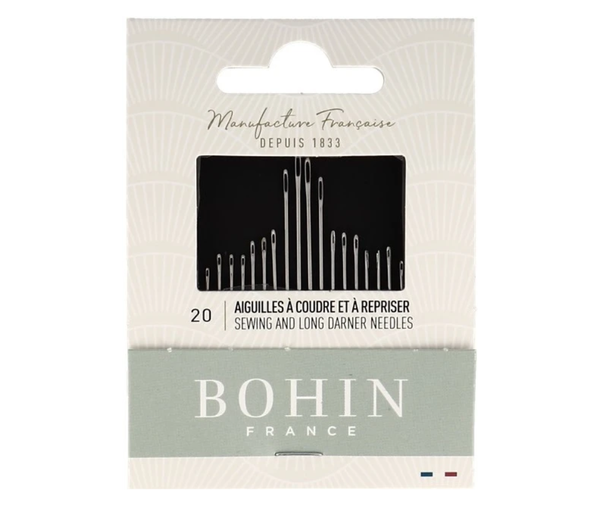 Bohin Sharps (Sizes 5,7,9) + Long Darner Needles (Size 3 &5) 20/Pkt