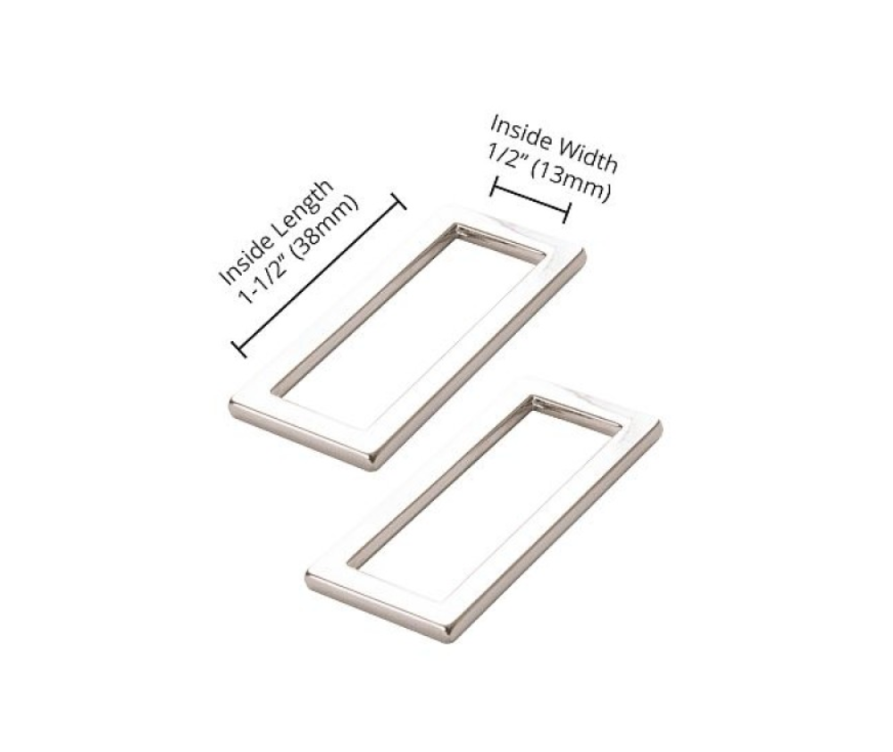 By Annie 1.5" Flat Rectangle Ring Flat - Nickel - Set of Two