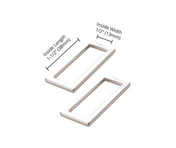 By Annie 1.5" Flat Rectangle Ring Flat - Nickel - Set of Two