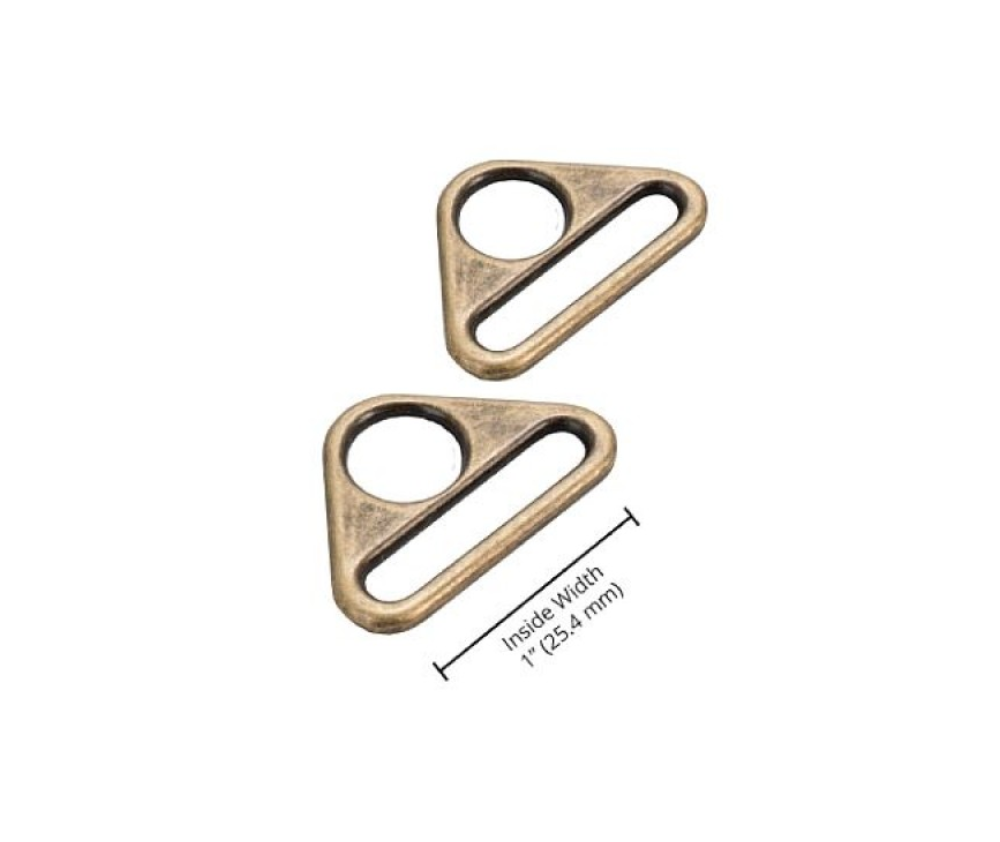 By Annie 1" Flat Triangle Ring - Antique Brass - Set of Two