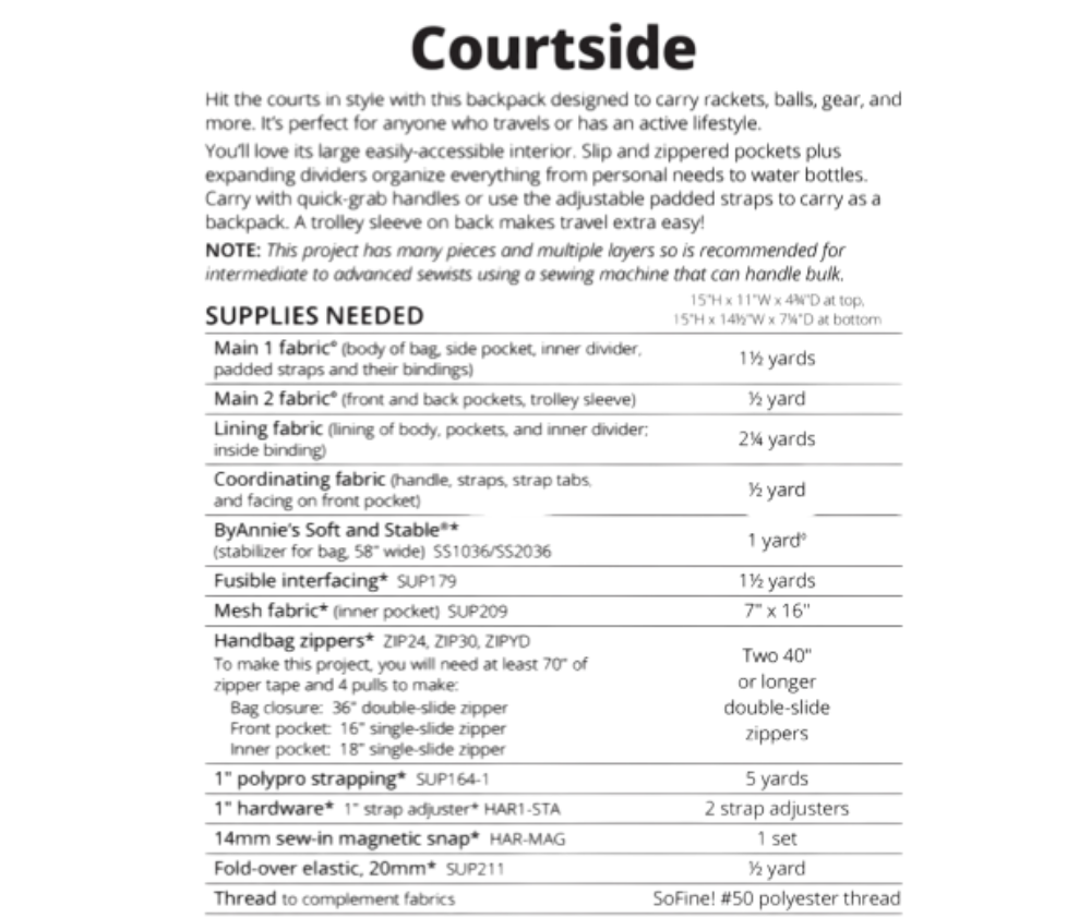 Courtside - ByAnnie Pattern