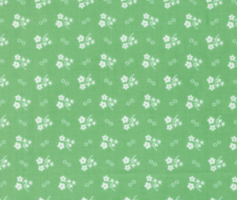 1930s Playtime Daisy Dots Aloe 100% Cotton - 10cm Increments