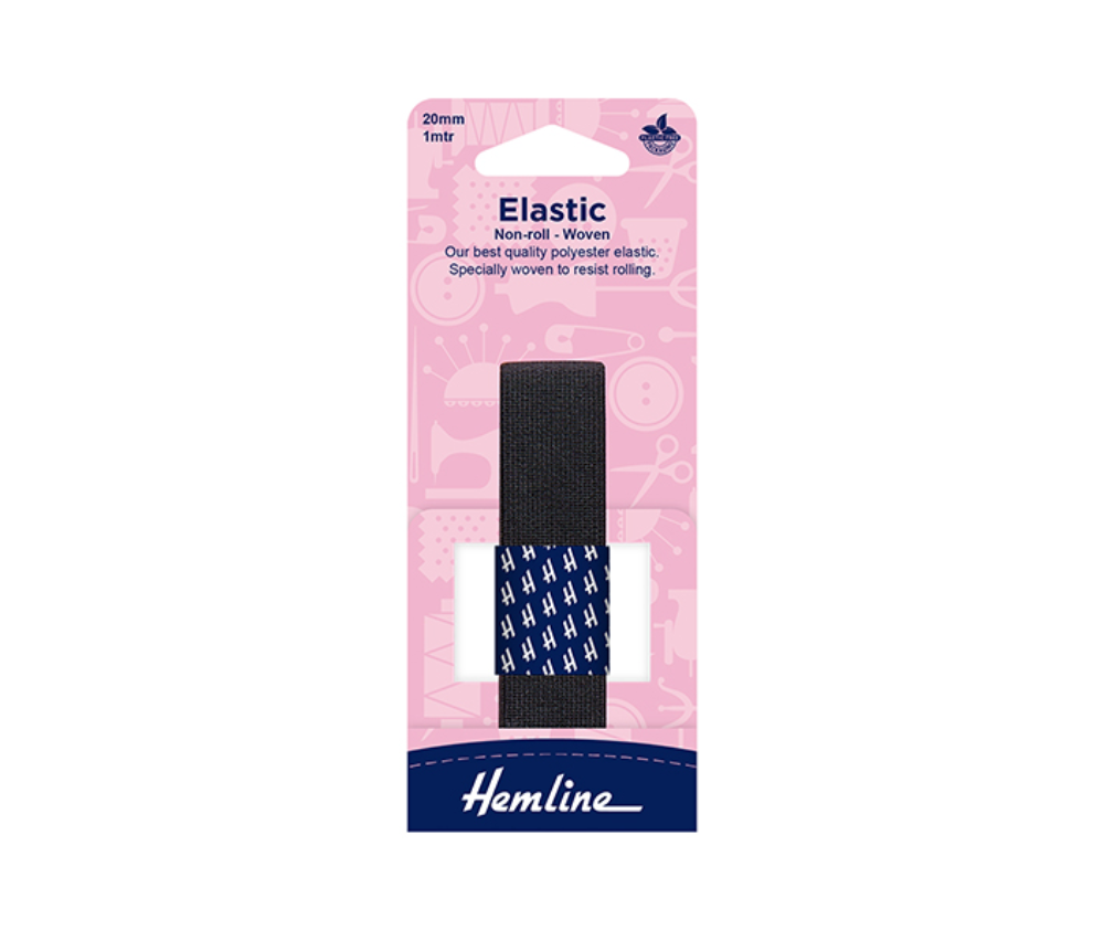 Hemline 20mm Elastic x 1m Woven Black