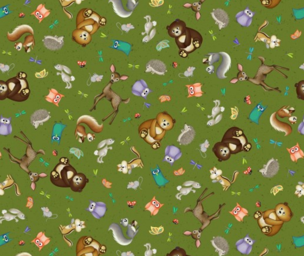 Enchanted Woods - Animals Allover Green