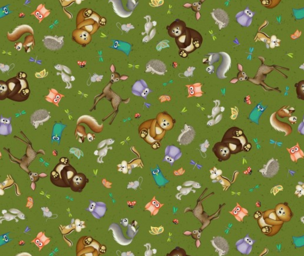 Enchanted Woods - Animals Allover Green