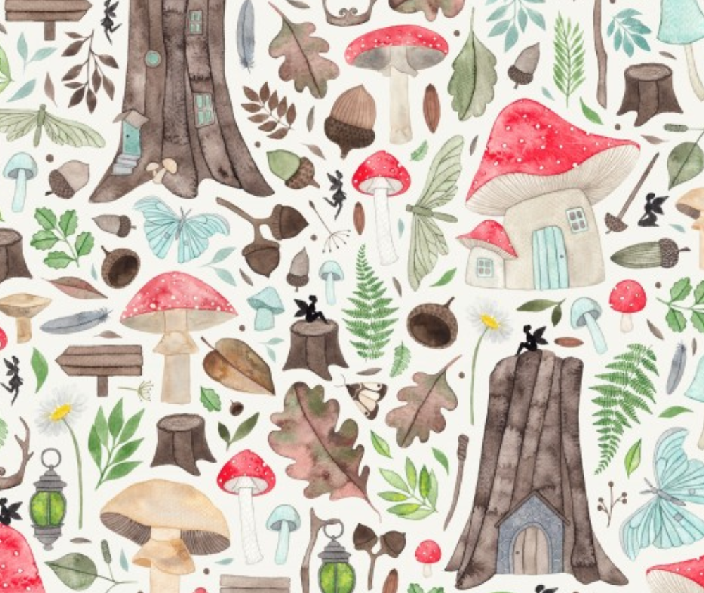 Fairytale Mushroom House 100% Cotton - 0.1m