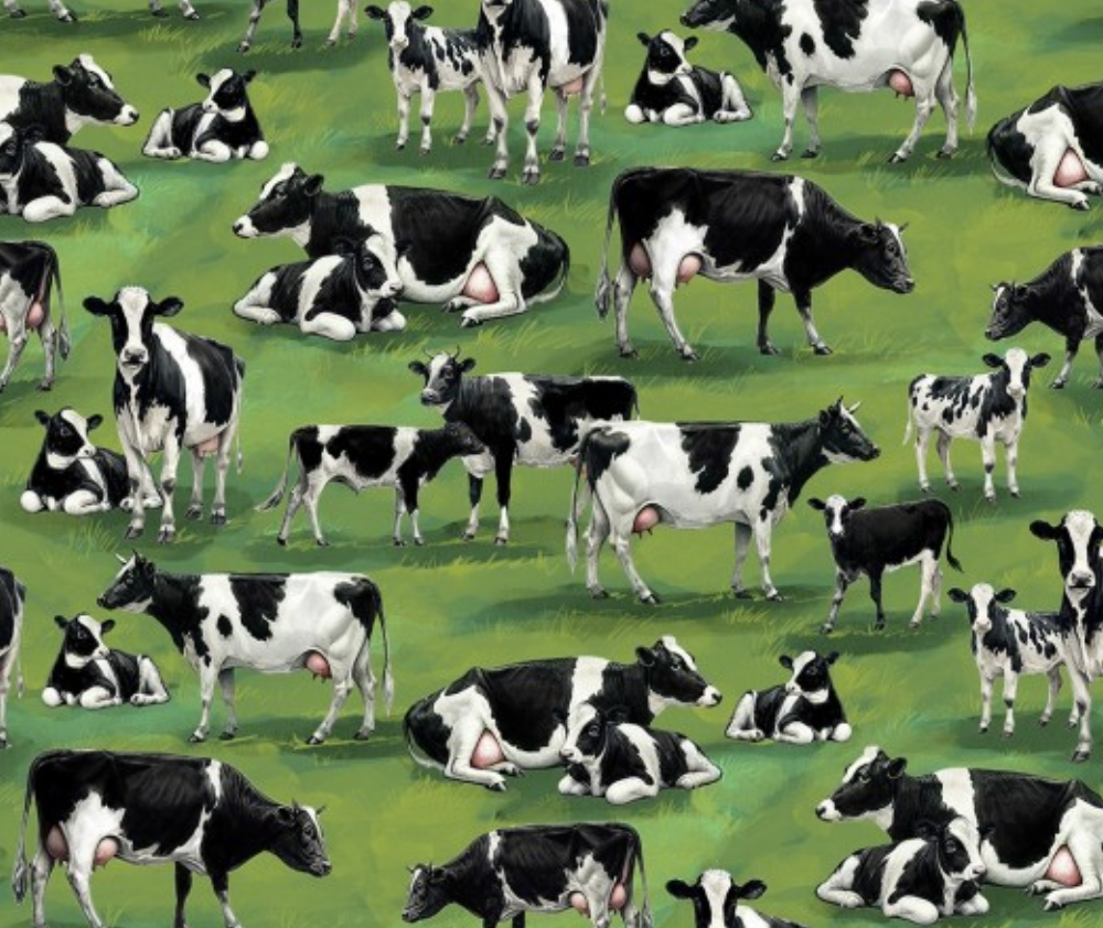 Farmyard Cows - 0.1m - 100% Cotton Fabric