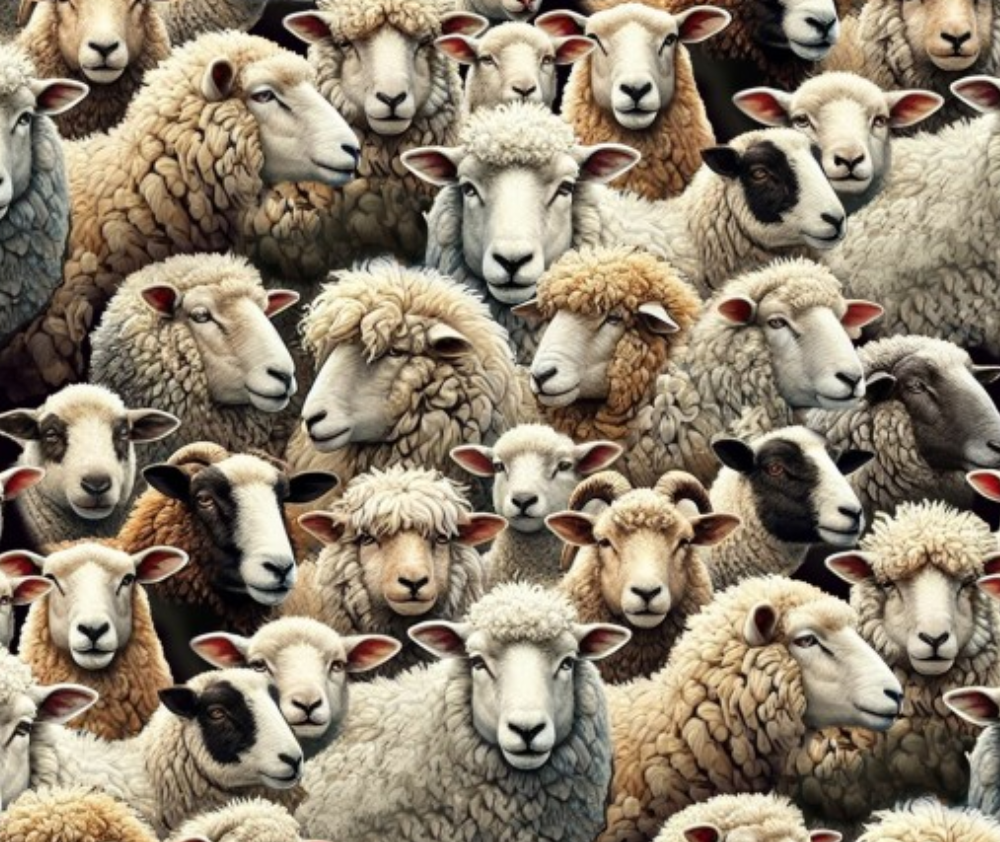 Farmyard Sheep - 0.1m - 100% Cotton Fabric