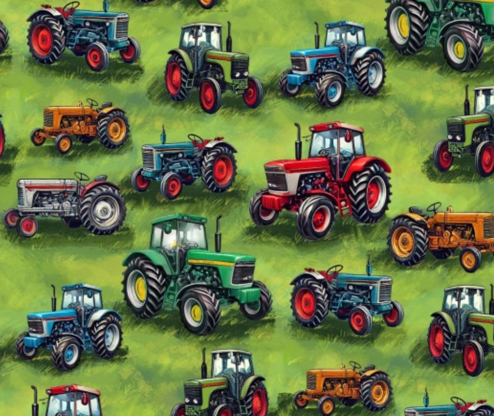 Farmyard Tractors - 0.1m - 100% Cotton Fabric