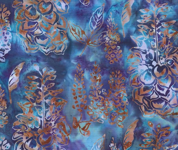 Bali Batik Flowers & Leaves Wisteria - 0.1m