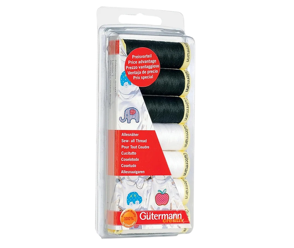 Gutermann Sew All Thread Set – 7 Spools Black-White