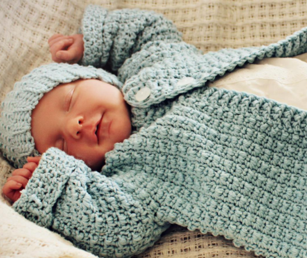 Holland Designs Crochet Pattern Textured Baby Hat and  Cardigan - HDP046