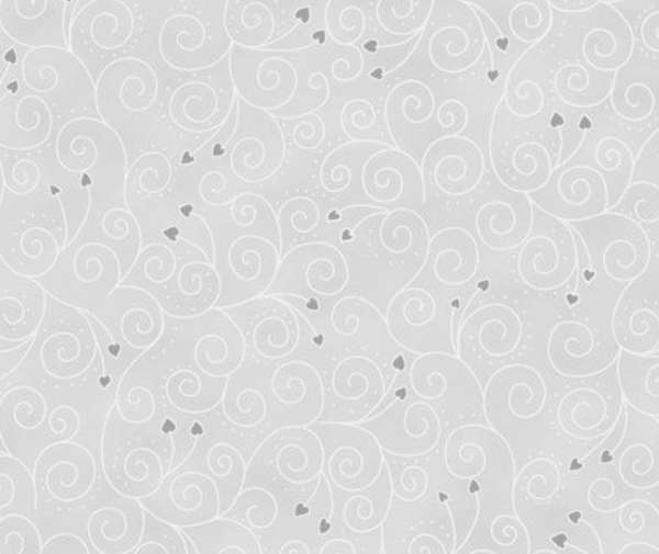Stof Christmas - Heart Swirls - Grey/Silver