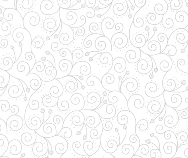 Stof Christmas - Heart Swirls - White/Silver
