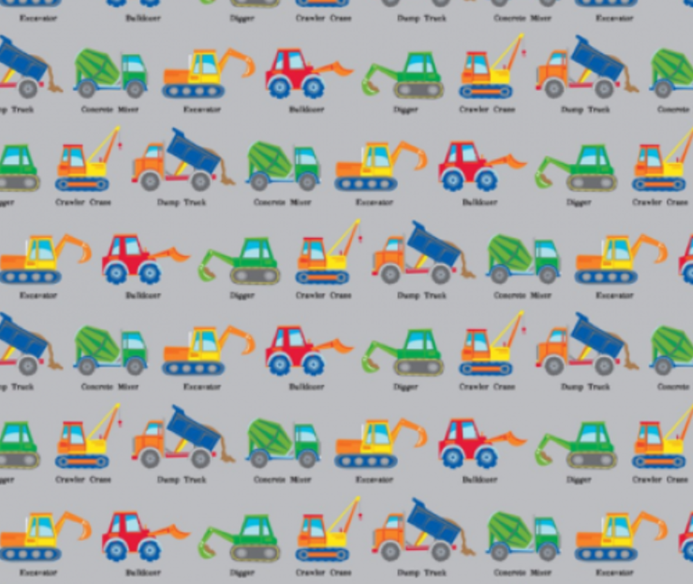 Heavy Machines Line Up 100% Cotton - 10cm Increments