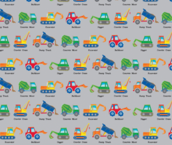 Heavy Machines Line Up 100% Cotton - 10cm Increments