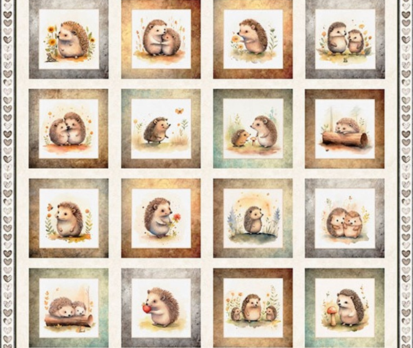 Hedgehog Hugs - Picture Panel (90cm wide) Cream