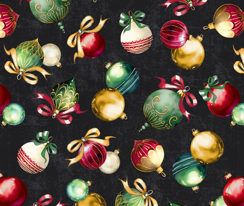 Holiday Splendor Baubles 100% Cotton - 10cm Increments