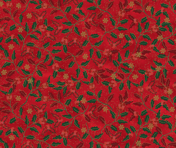 Stof Christmas - Holly - Red/Gold/Green