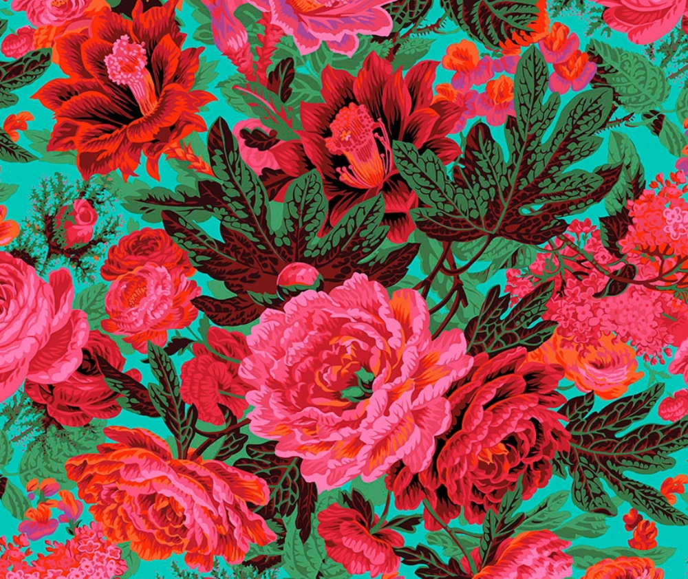 Kaffe Fassett Floral Burst Maroon - 0.1m