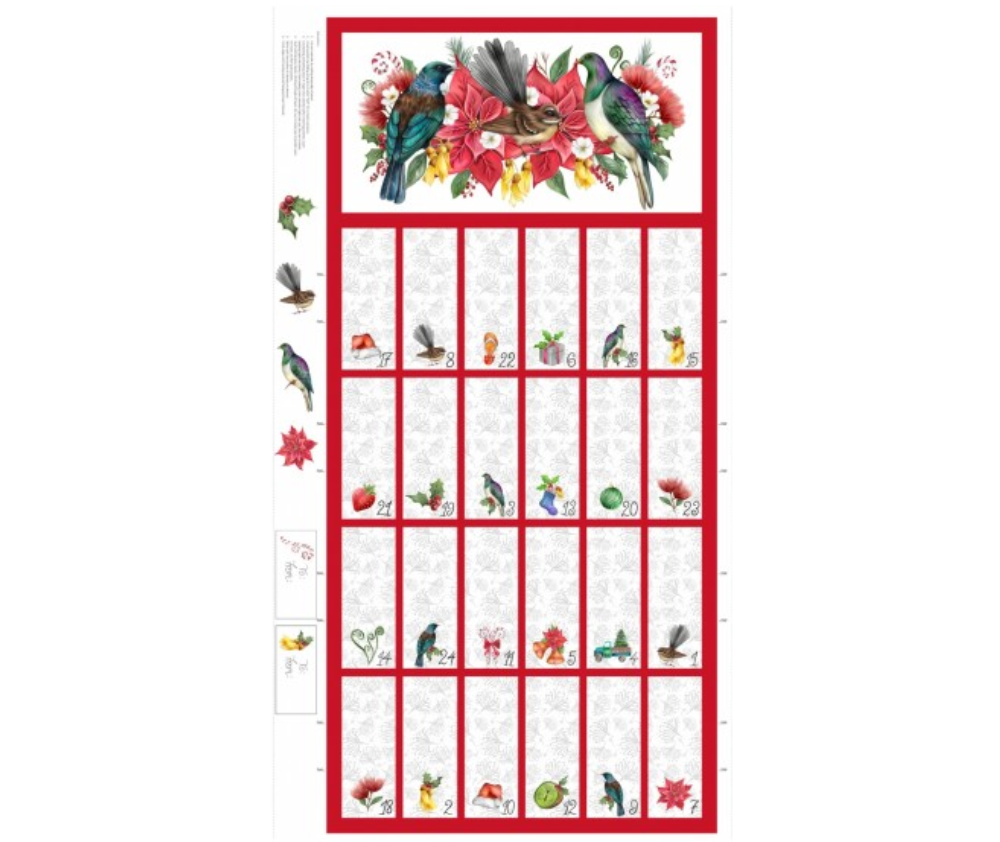 Kiwiana Festive Advent Calender Panel 60cm Wide