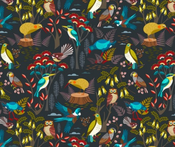Kiwiana - Birdsong Forest Grey - 0.1m