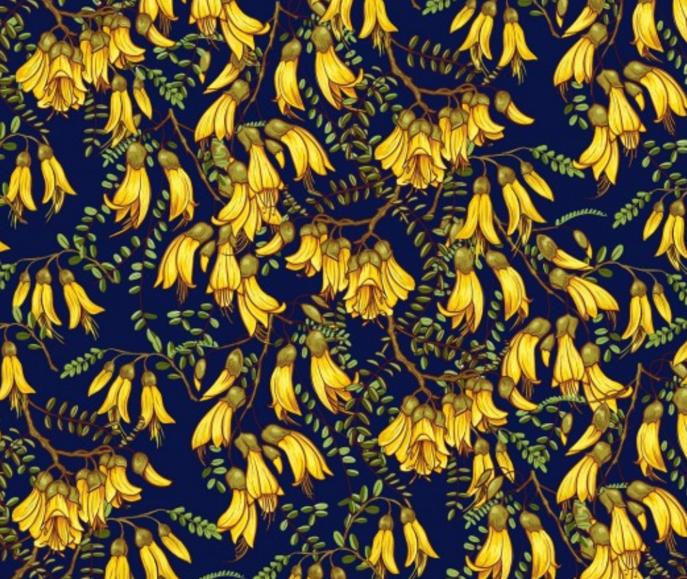 Kiwiana Native Charm Kowhai Navy - 0.1m