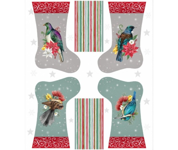 Kiwiana Festive Christmas Stocking Panel 90cm Wide