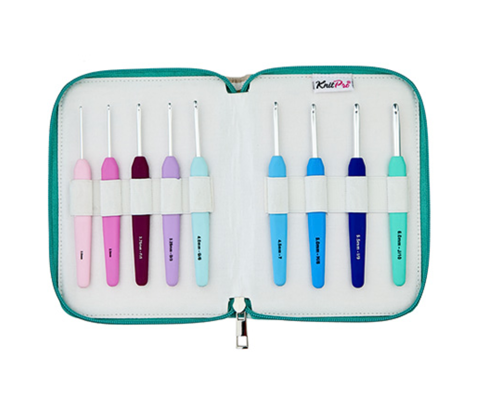 Knitpro Waves Soft Handle Aluminium Crochet Hooks Set - Teal