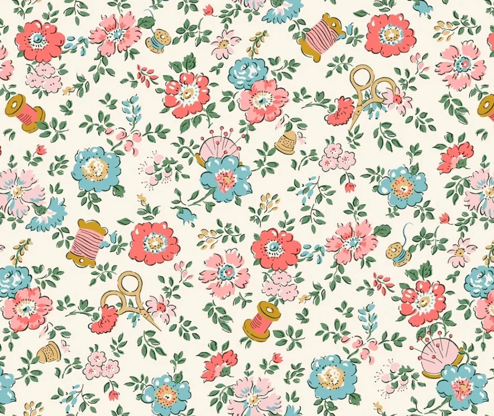 Liberty Tudor Celebration Floral B Cream - 0.1m