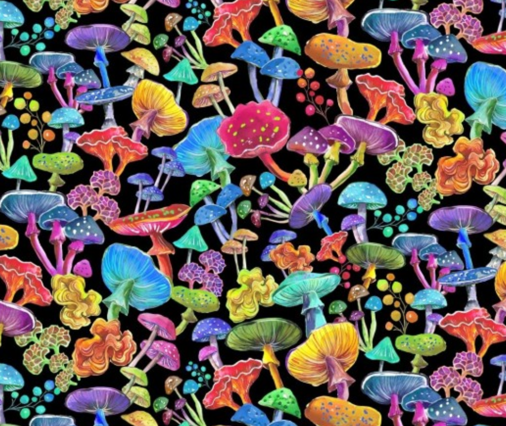 Luminous Mushrooms - Black