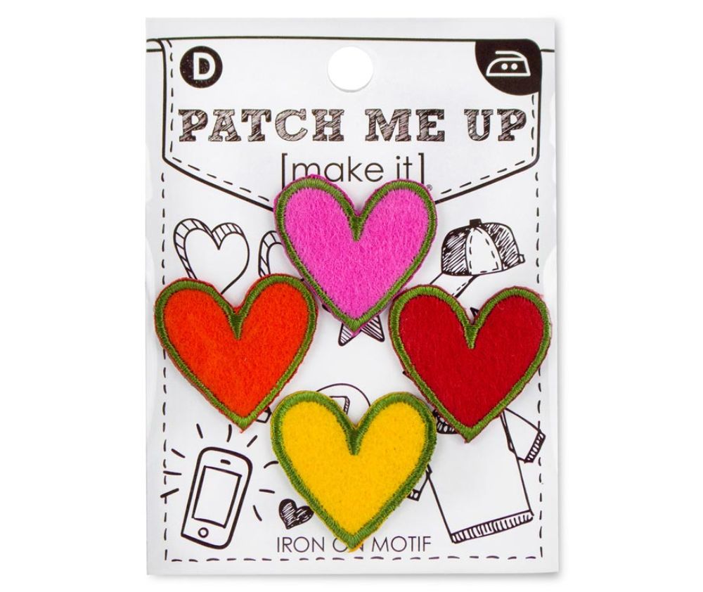 Make It Motif Iron-On 4pce Multi Hearts
