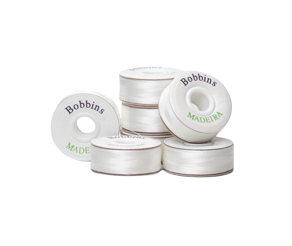 Madeira Poly Royal Prewound Bobbins L Style - White 144x