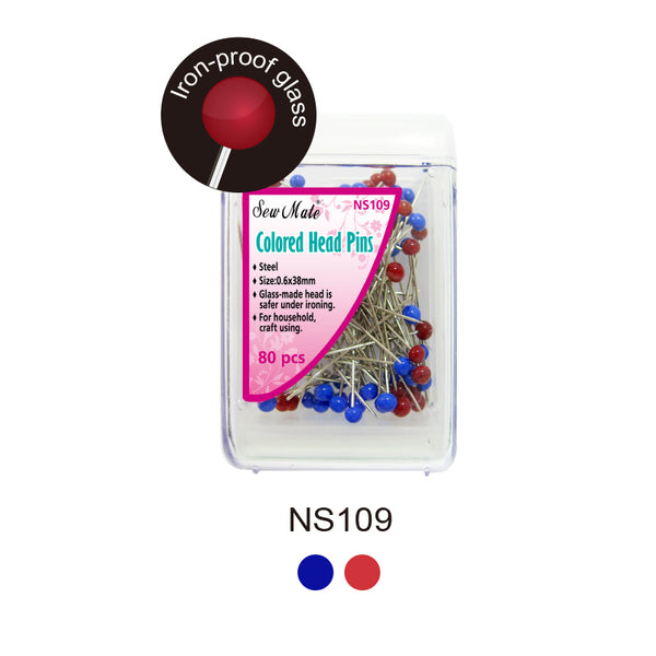 Sew Mate Colored Glass Head Pins