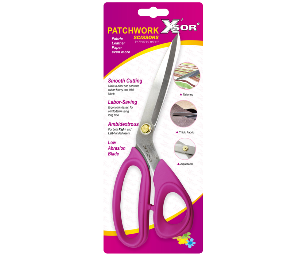Patchwork Scissors 9" - Pink Handle