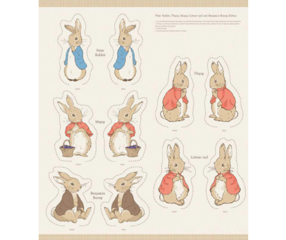 The Tale of Reter Rabbit and Friends Softies (90cm Panel) 100% Cotton