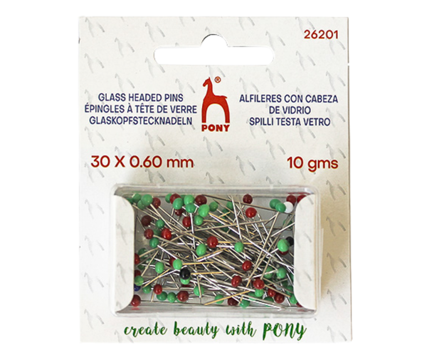 Pony Glass Head Pins 30 x 0.60mm