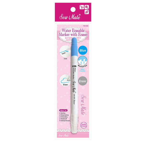 Sew Mate Water Erasable Marker Pen With Eraser - Blue
