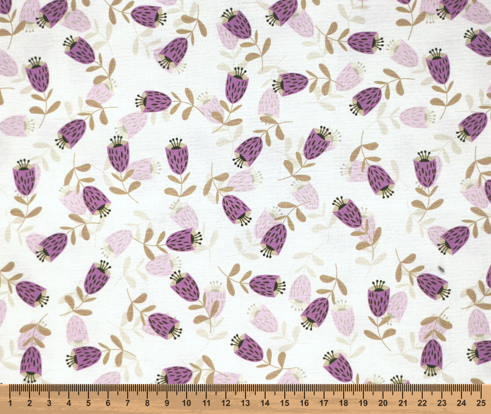 Scandi Blooms 100% Cotton Fabric - 10cm Increments