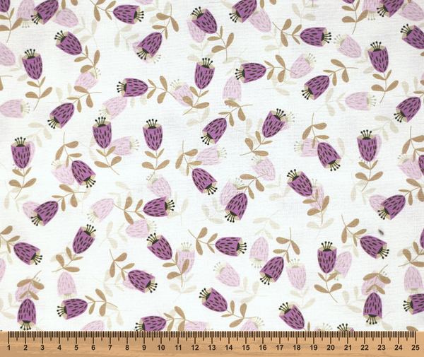 Scandi Blooms 100% Cotton Fabric - 10cm Increments