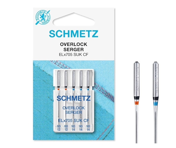 Schmetz Domestic Overlocker Needles ELx705 SUK-Asst 80/12-90/14