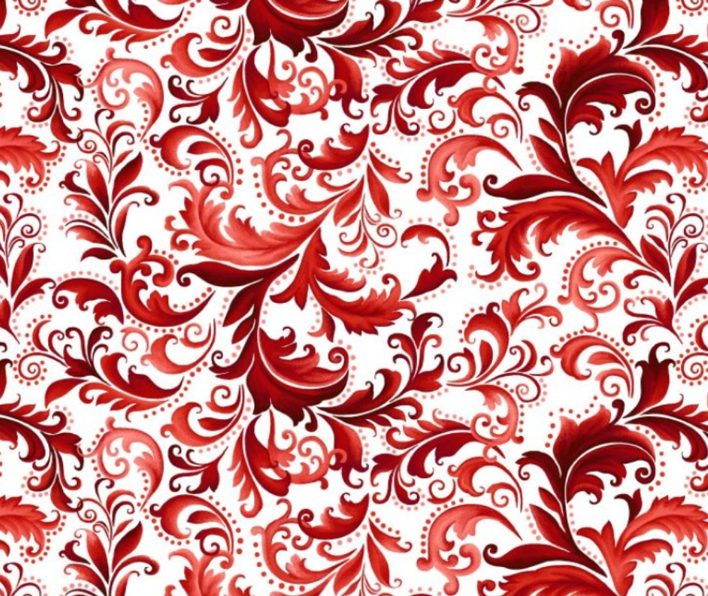 Henry Glass - Scroll White/Red - 0.1m - HG3643-18