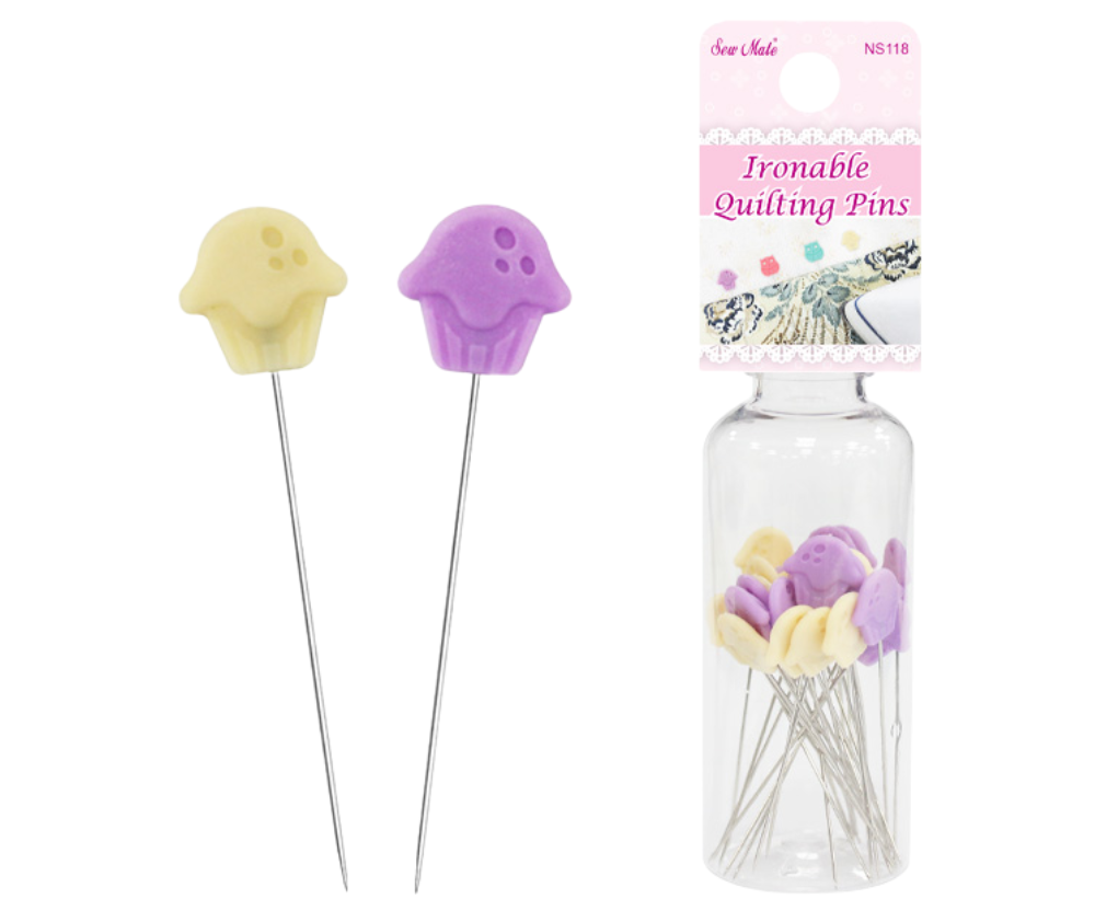 Sew Mate Quilting Pins - Cup Cake - Ironable