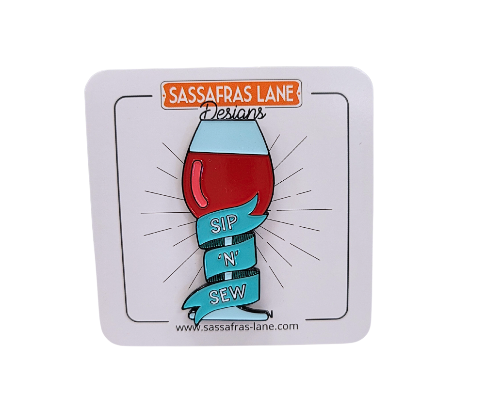 Sip 'N' Sew Wine Enamel Pin
