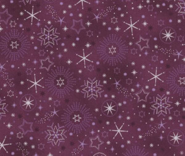 Stof Christmas - Snowflakes - Purple/Silver