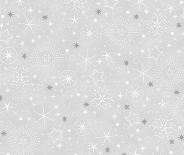 Stof Christmas - Stars - Grey/Silver