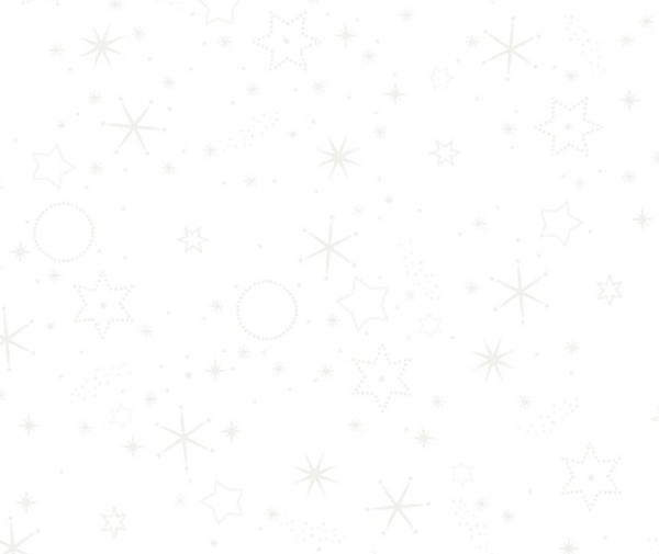 Stof Christmas - Stars - White/White